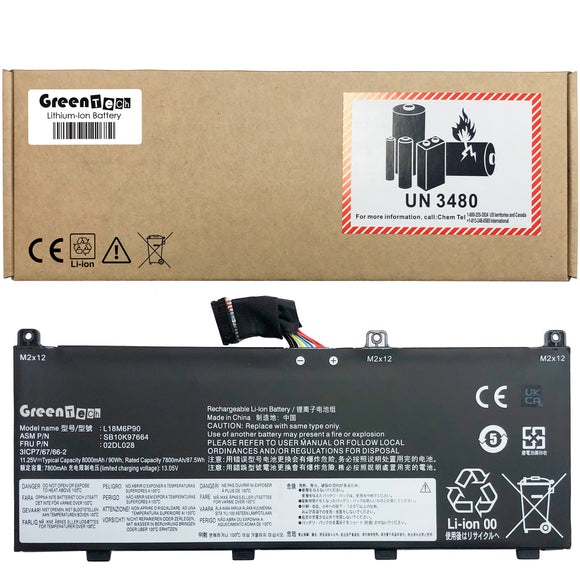 GREENTECH 02DL028 L18M6P90 BATTERY FOR THINKPAD P53 20QN 20QQ 90WHR SB10K97664 5B10W13902 L18C6P90