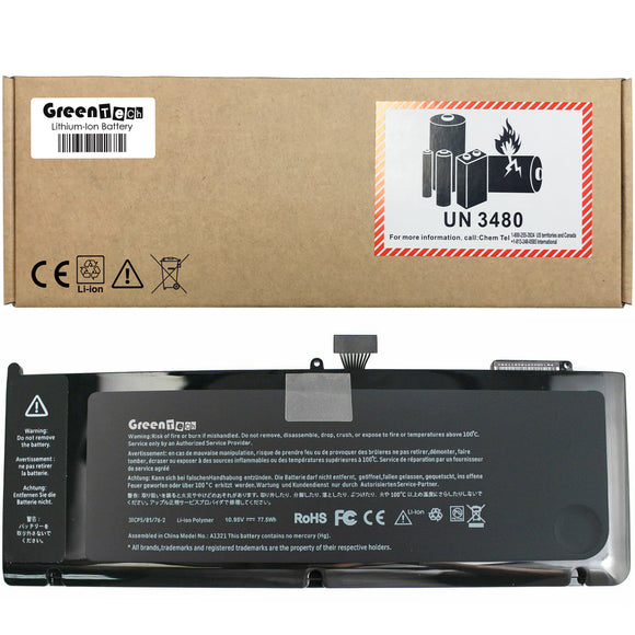 GREENTECH A1321 BATTERY FOR MACBOOK PRO 15 A1286 MID 2009 2010 10.95V 78WH MB985LL/A