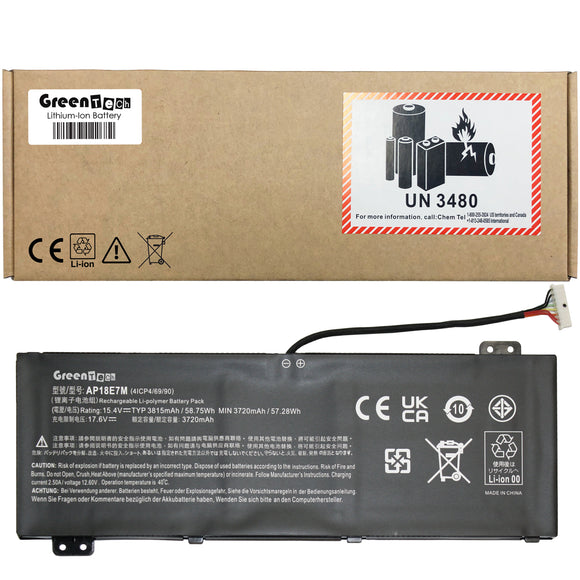 GREENTECH AP18E7M KT.00407.009 BATTERY FOR ACER A715-74G AN517-51 AN515-54 58WHR