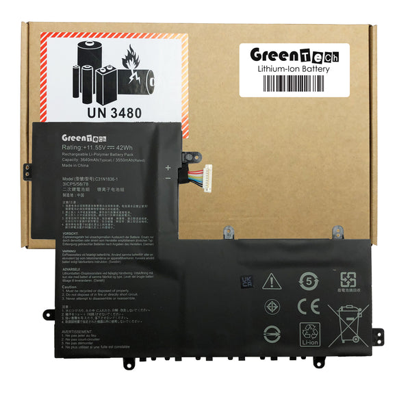 GREENTECH C31N1836-1 BATTERY FOR ASUS CHROMEBOOK C204MA C214MA FLIP C214 42WHR 0B200-03370000