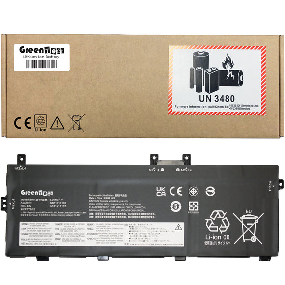 GREENTECH L20M3P71 BATTERY FOR LENOVO THINKPAD X13 YOGA GEN 2 X13 YOGA GEN 3 P16 GEN1 52.9WH L20L3P71 5B11A13107 SB11A13106