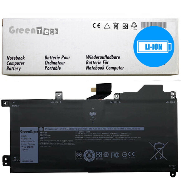 GREENTECH 1FKCC BATTERY FOR DELL LATITUDE 7200 2-IN-1 LATITUDE 7210 2-IN-1 38WHR D9J00 KWWW4 9NTKM