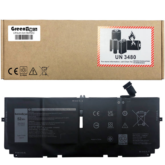 GREENTECH 722KK BATTERY FOR DELL XPS 9300 9310 9380 7.6V 52WHR FP86V 2XXFW WN0N0