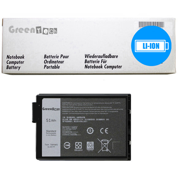 GREENTECH 7WNW1 BATTERY FOR DELL LATITUDE 5420 5424 7424 RUGGED 11.4V 51WHR DMF8C GK3D3 1Y62C 451-BCHS