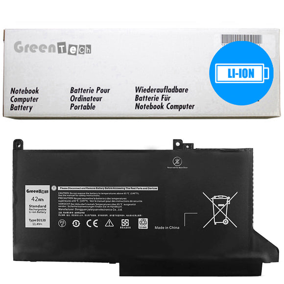 GREENTECH DJ1J0 BATTERY FOR DELL LATITUDE 7280 7290 7380 7480 7490 11.4V 42WHR 451-BBZL PGFX4