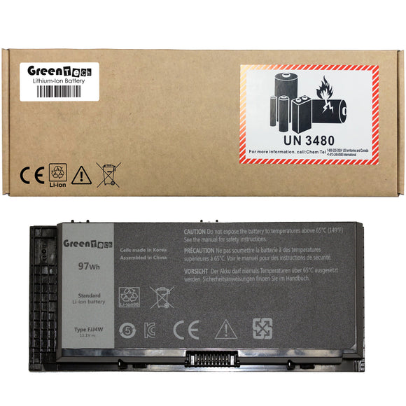 GREENTECH FJJ4W 451-BBFD BATTERY FOR DELL PRECISION M4600 M4700 M4800 M6600 M6700 M6800 97WHR FV993 312-1354 451-BBGO