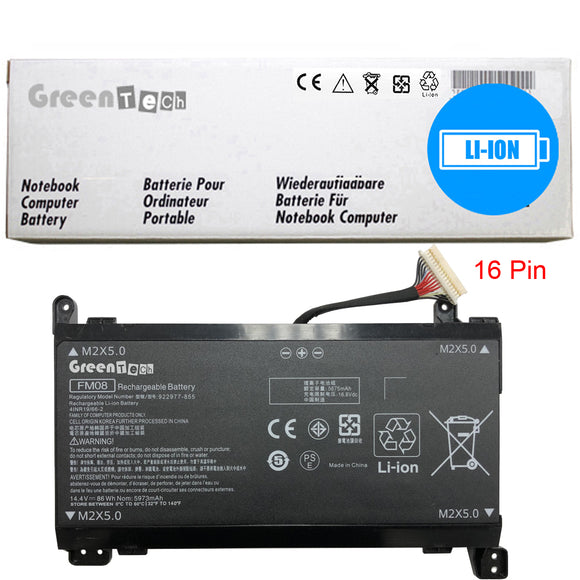 GREENTECH FM08 922977-855 BATTERY FOR HP OMEN 17-AN 86WHR FM08086 16-PIN