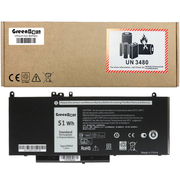 GREENTECH G5M10 BATTERY FOR DELL LATITUDE E5450 LATITUDE E5550 7.4V 51WHR 451-BBLN 8V5GX WYJC2 451-BBLK