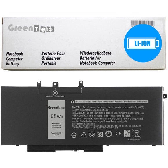 GREENTECH GJKNX BATTERY FOR DELL LATITUDE 5480 LATITUDE 5580 7.6V 68WHR 451-BBZG DY9NT 5YHR4