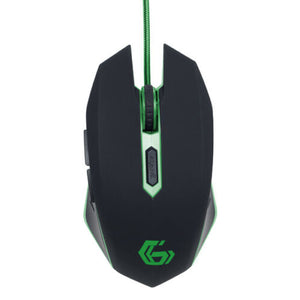 GEMBIRD GAMING MOUSE 6 BUTTON GREEN WIRED OPTICAL ADJUSTABLE MOUSE 2400 DPI