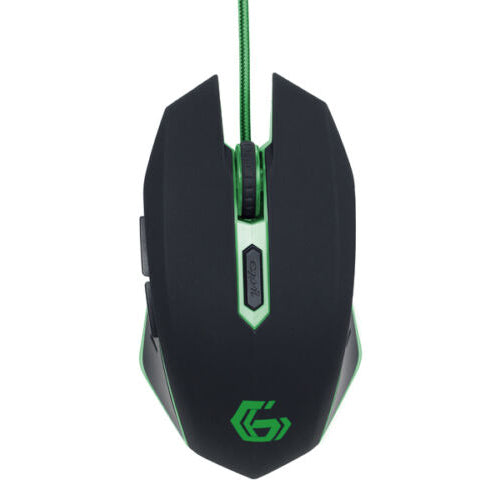 GEMBIRD GAMING MOUSE 6 BUTTON GREEN WIRED OPTICAL ADJUSTABLE MOUSE 2400 DPI