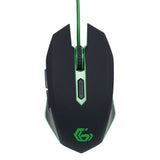 GEMBIRD GAMING MOUSE 6 BUTTON GREEN WIRED OPTICAL ADJUSTABLE MOUSE 2400 DPI