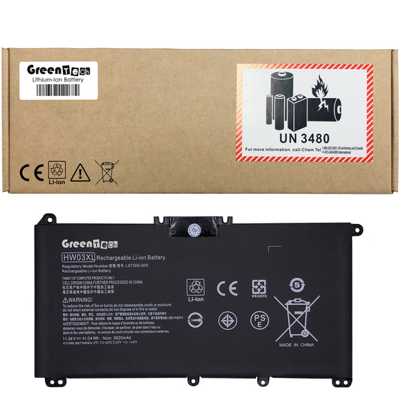 GREENTECH HW03XL L97300-005 BATTERY FOR HP 240 245 250 255 G9 HP 15-EG 15-EH 11.34V 41.04WHR HSTNN-IB90