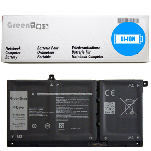 GREENTECH JK6Y6 BATTERY FOR DELL INSPIRON 5300 5301 5401 5408 5408 5502 5508 5509 LATITUDE 3410 3510 VOSTRO 5301 5401 5501 40WHR CF5RH