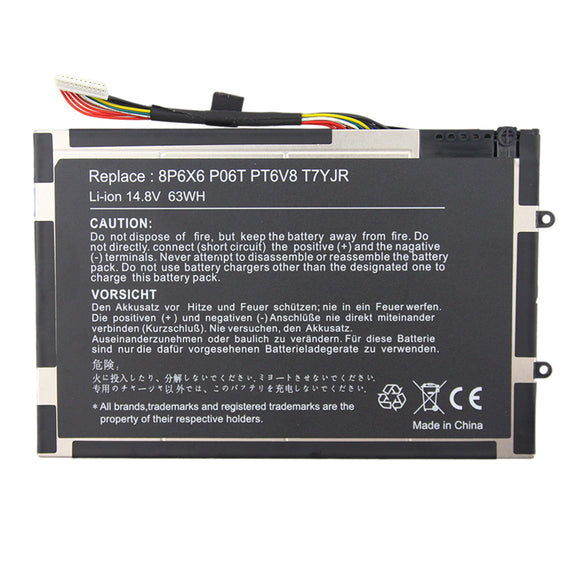 REPLACEMENT PT6V8 BATTERY FOR ALIENWARE M11X R1 R2 R3 M14X R1 R2 R3 63WHR T7YJR 8P6X6 P06T