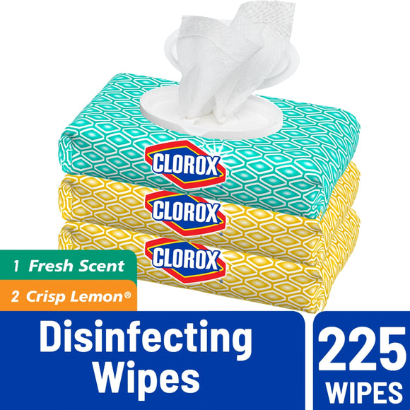 CLOROX DISINFECTING WIPES (3 Pack) - Kills 99.9% of viruses and bacteria ( 3 x 75 Flex Pack) - Fresh Scent & Crisp Lemon