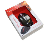 GEMBIRD GAMING MOUSE 6 BUTTON RED WIRED OPTICAL ADJUSTABLE MOUSE 2400 DPI